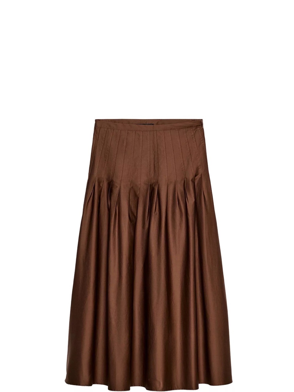 Zara Chocolate Brown Midi Pleated Skirt NWT
